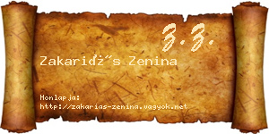 Zakariás Zenina névjegykártya